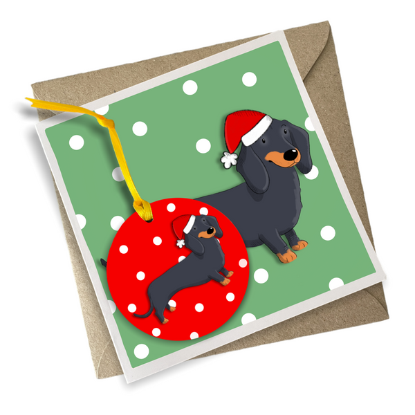 Dachshund Christmas Card and Decoration