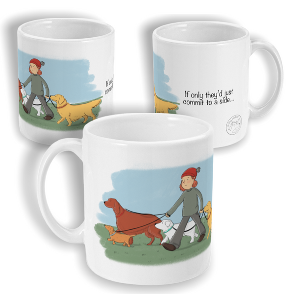 "Side Swapping" dog walker's mug